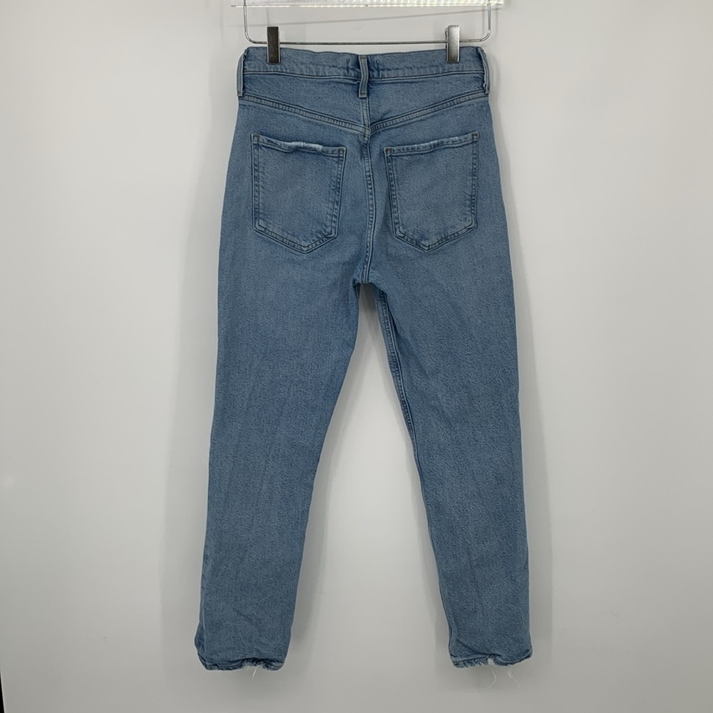 AGOLDE Riley Crop jeans denim button fly distressing light wash high rise 26 - Picture 5 of 8
